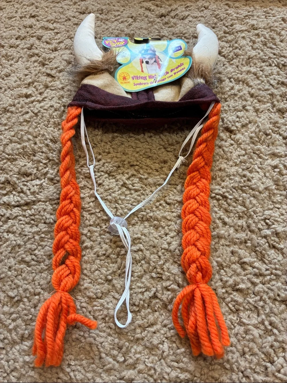 The Pet Shop Viking Hat with Braids - Brown, Tan, Red. Size S/M